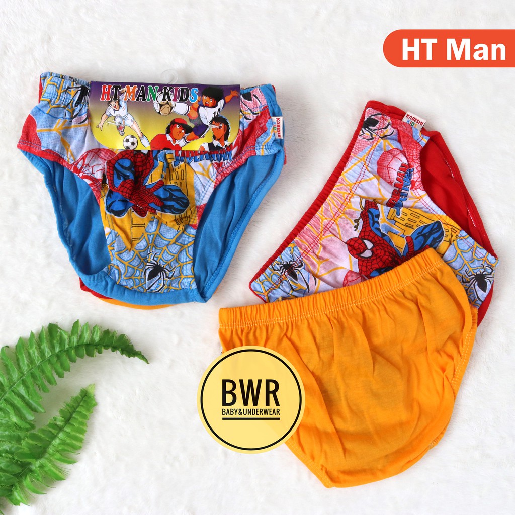 [ 3pc ] CD HT Man Kids | Celana Dalam Anak Cowo Motif Print Karet Kerut Berkualitas - Bwr