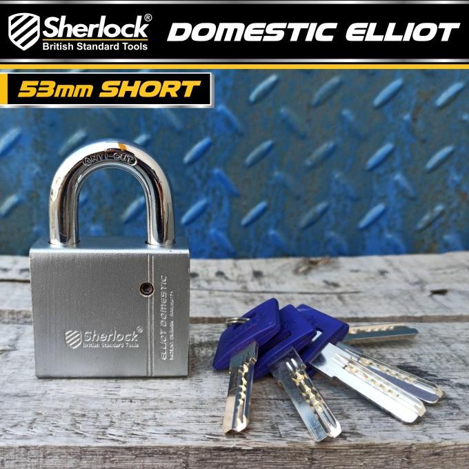 SHERLOCK ELLIOT Domestic Gembok Perisai BAJA (53 mm Pendek) Silver
