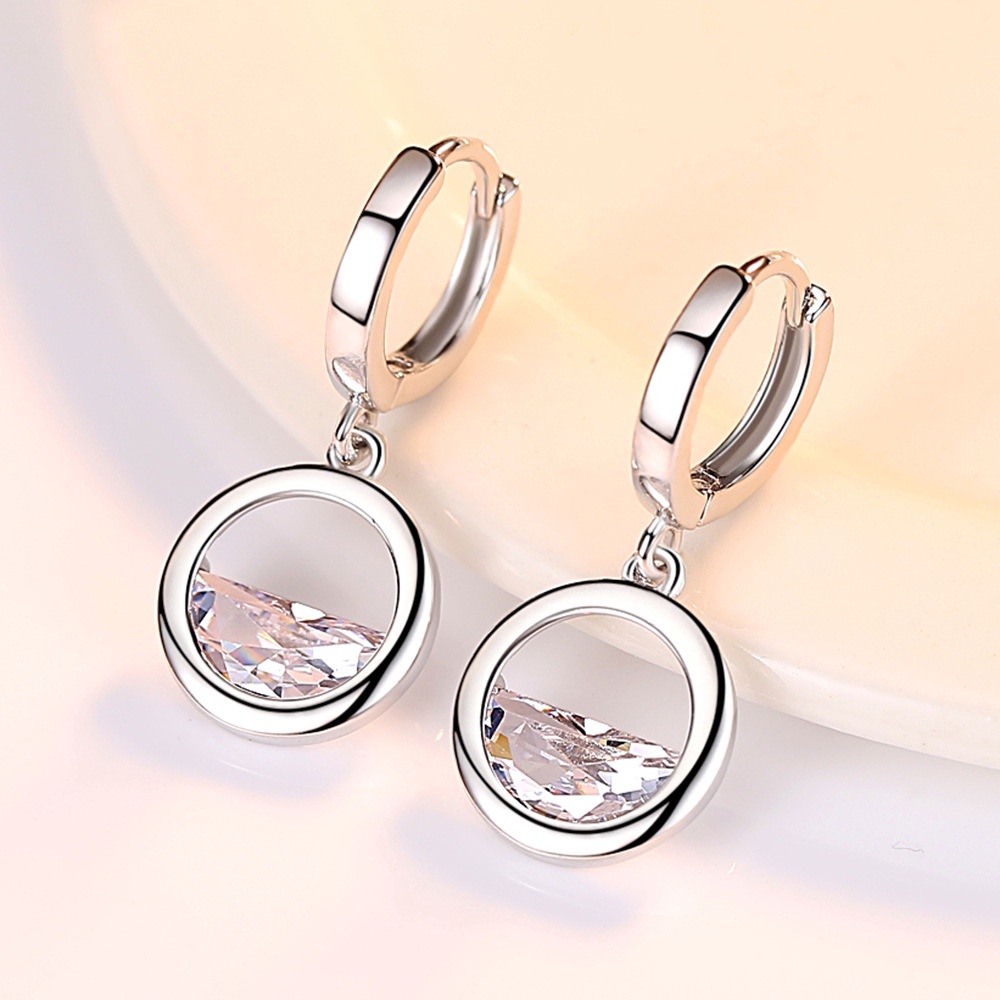 Anting Perak Sterling Wanita Fashion Aksen Berlian Aksesoris Gaya Korea