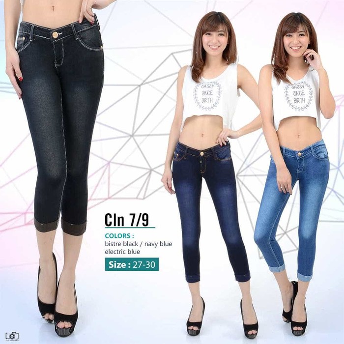 celana 7/9 jeans polos wanita fashion women jeans               Terbaru