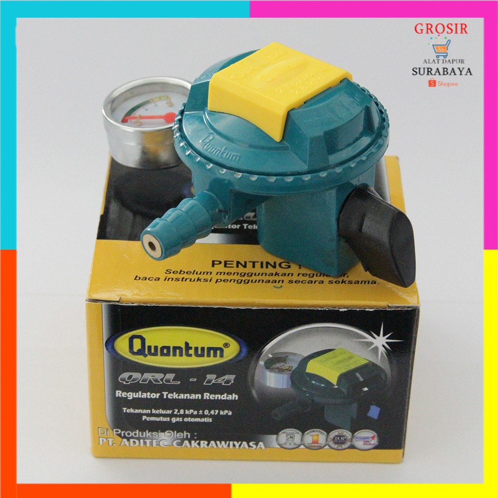 REGULATOR GAS QUANTUM QRL 14 / Regulator + Meter Tekanan Rendah QUANTUM QRL-14