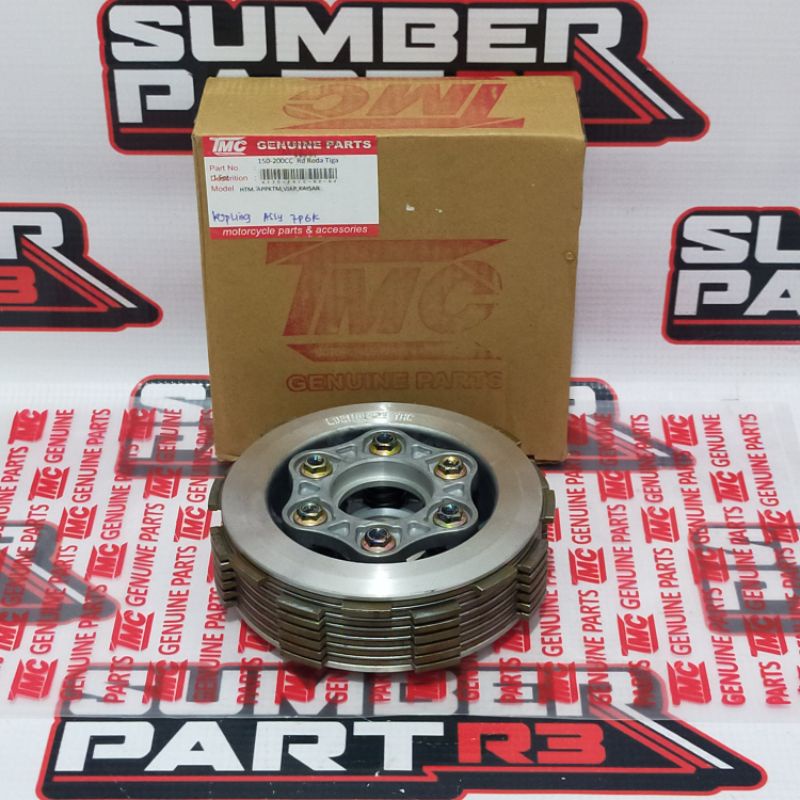 (tmc) kampas kopling set isi 7 baut 6 center clutch assy - sparepart motor roda tiga - viar kaisar k