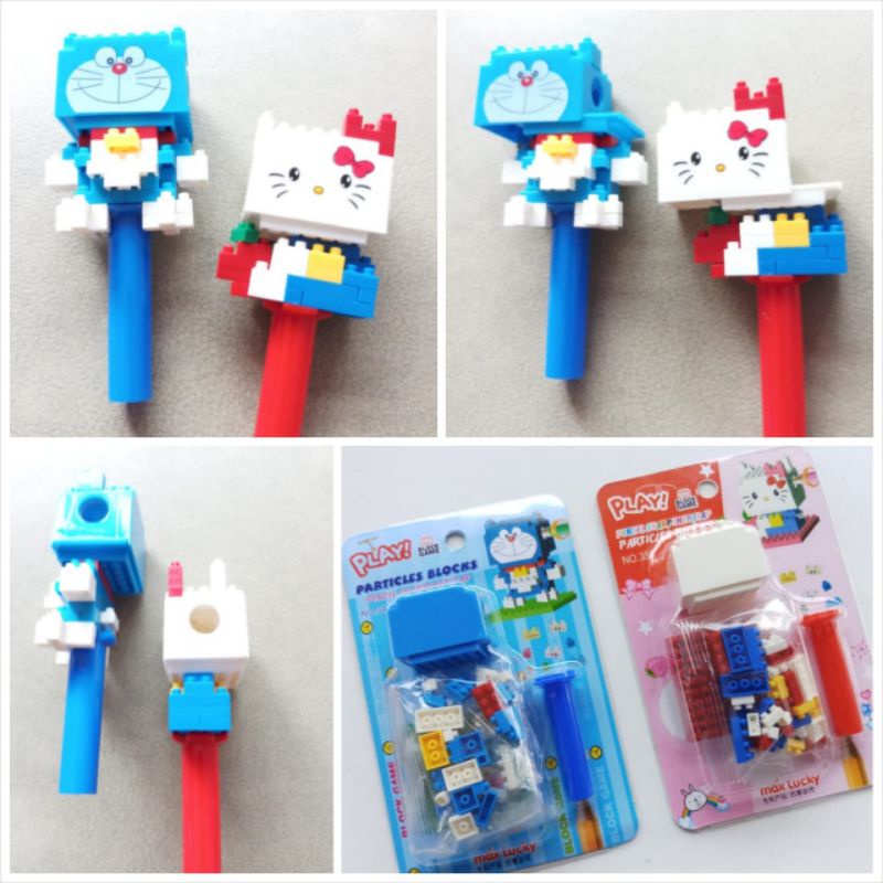 

Tutup pensil + rautan lego doraemon hello kitty