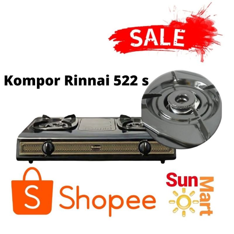 BEST PRICE!! Kompor Gas 2 Tungku Rinnai RI 522 S TEFLON HITAM RINNAI 522S