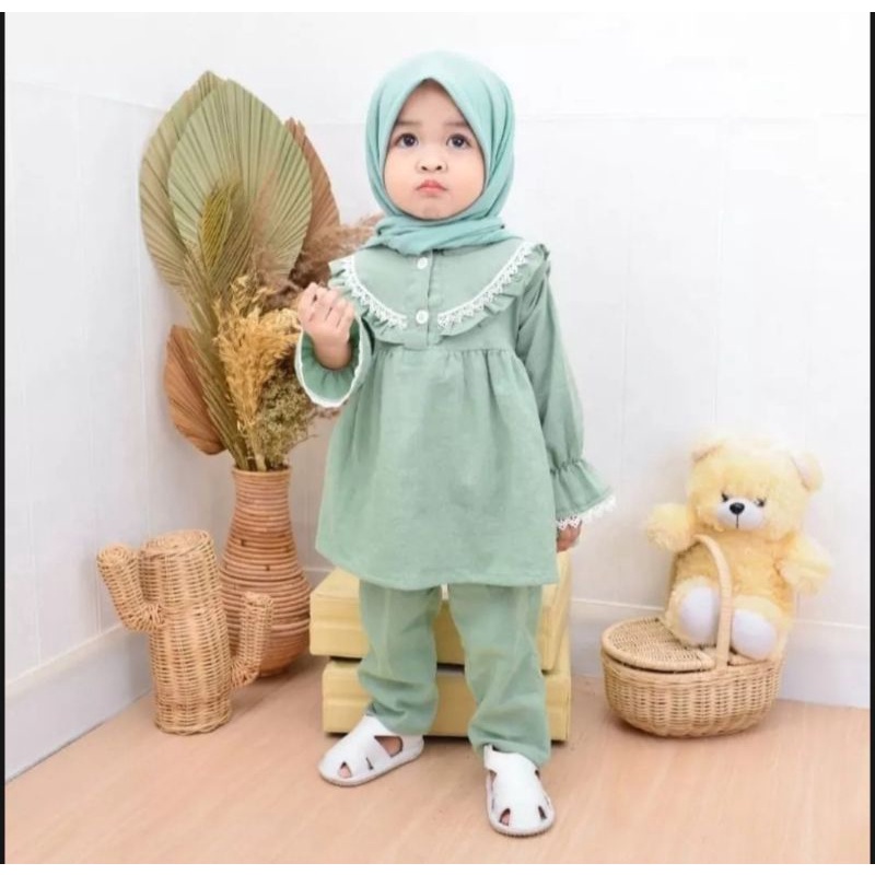 SETELAN CRINKLE ANAK PEREMPUAN 4-6 TAHUN BAHAN CRINGKLE TERBARU 2022/SETCEL ANAK VIRAL