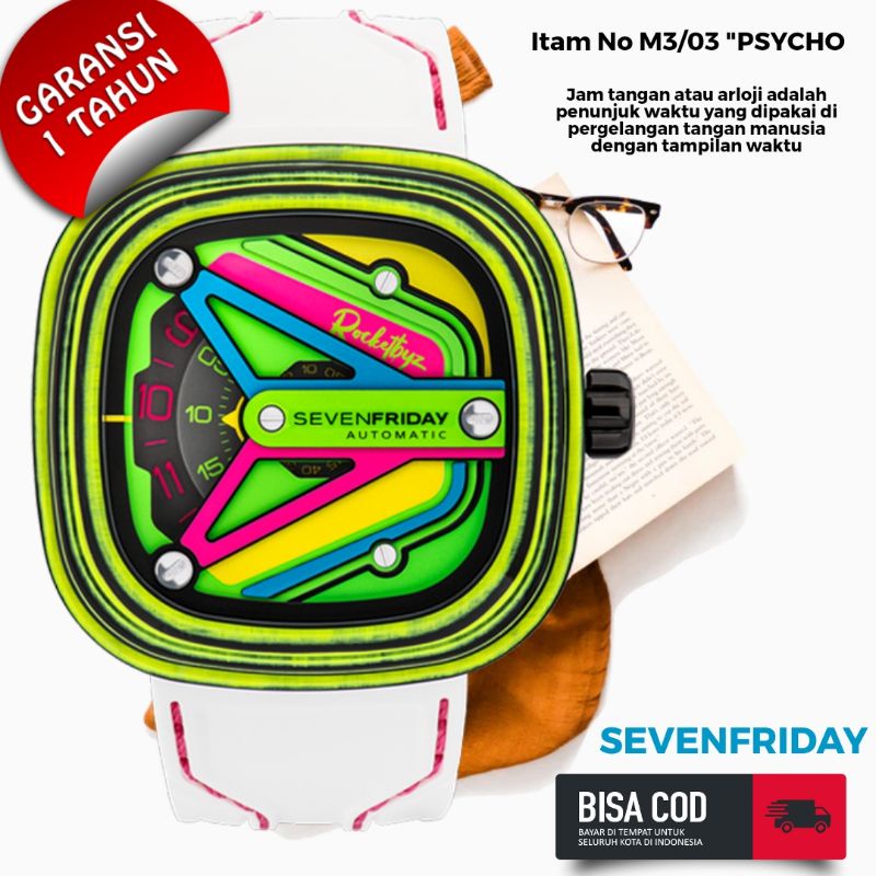 Jam Tangan Pria Merk SevenFriday Type Itam No M3/03 "PSYCHO Automatic