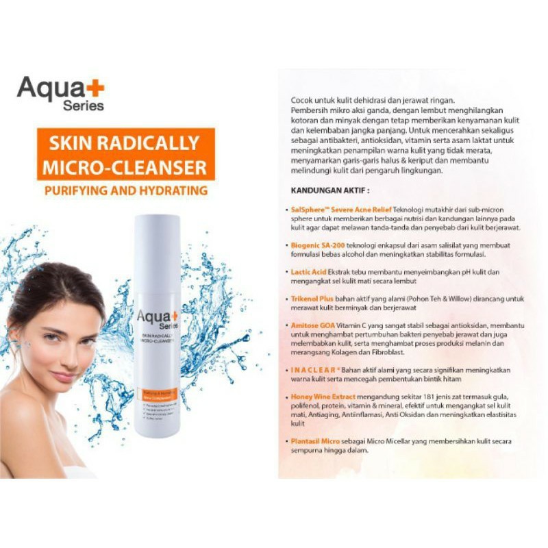 Pembersih Wajah Aqua+ Series Skin Radically Micro ~ Cleanser 150 ml