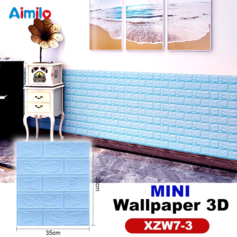 (Aimilo) Wallpaper Dinding 3D Foam Motif Batu Bata Walpaper 3D Foam Murah High Quality-Mini XZW7-3 35x38cm