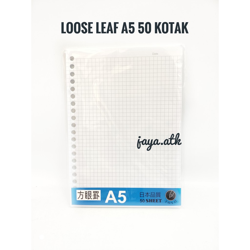 ISI REFILL KERTAS BINDER NOTE LOOSE LEAF A5 50 KOTAK GRID 20 RING LUBANG ISI BINDER LOOSE LEAF A5