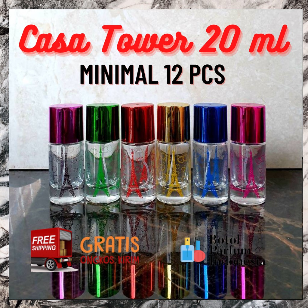 BOTOL PARFUM KOSONG SPRAY KACA 20 ML (CASA TRANSPARAN MOTIF TOWER 20 ML)