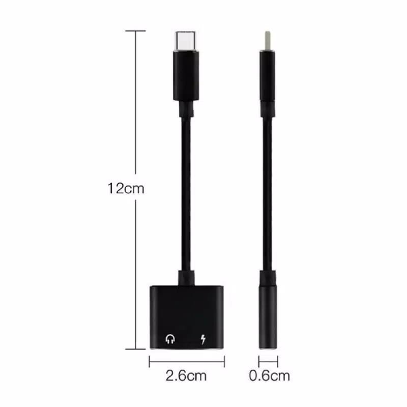 Kabel Spliter Type C 2in1 Jack 3,5MM Converter Audio Connector