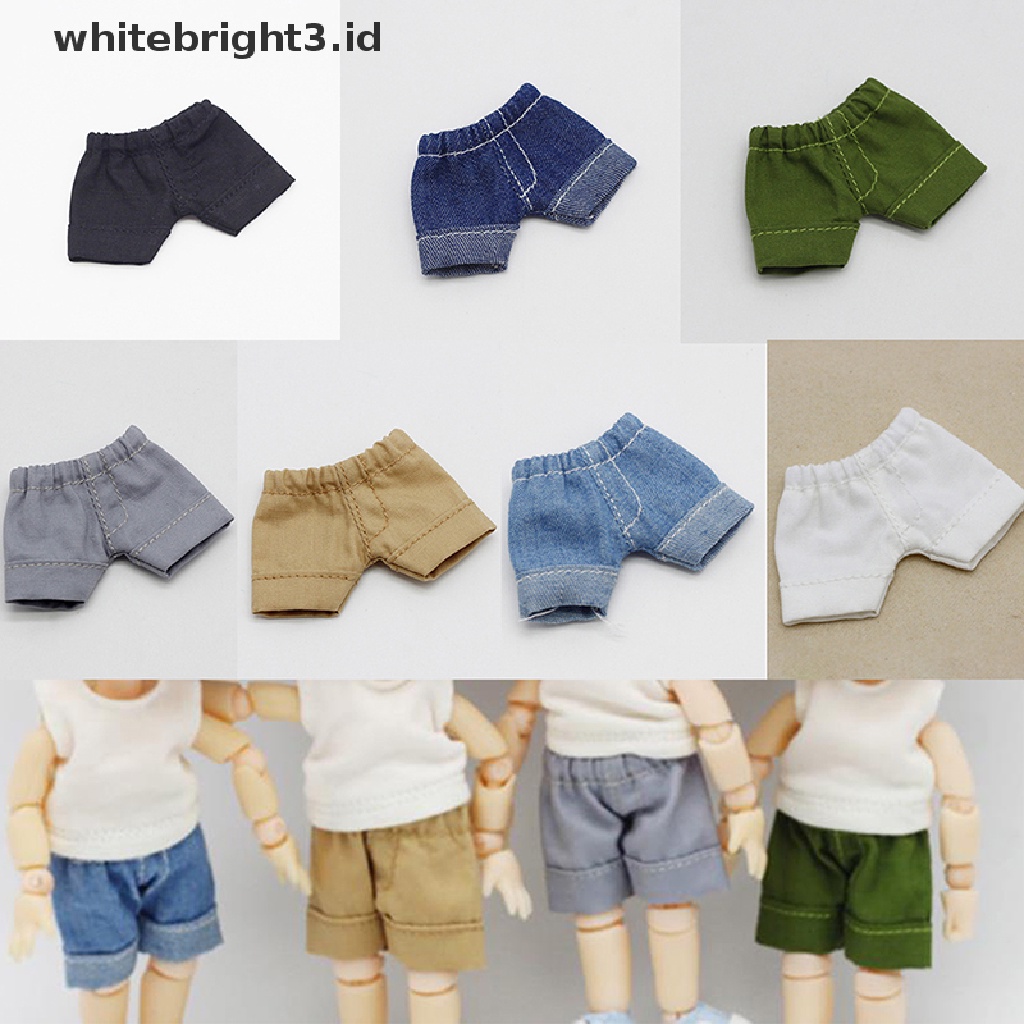 (whitebright3.id) Celana Pendek Jeans Untuk Aksesoris Boneka OB11 Skala 1: 12