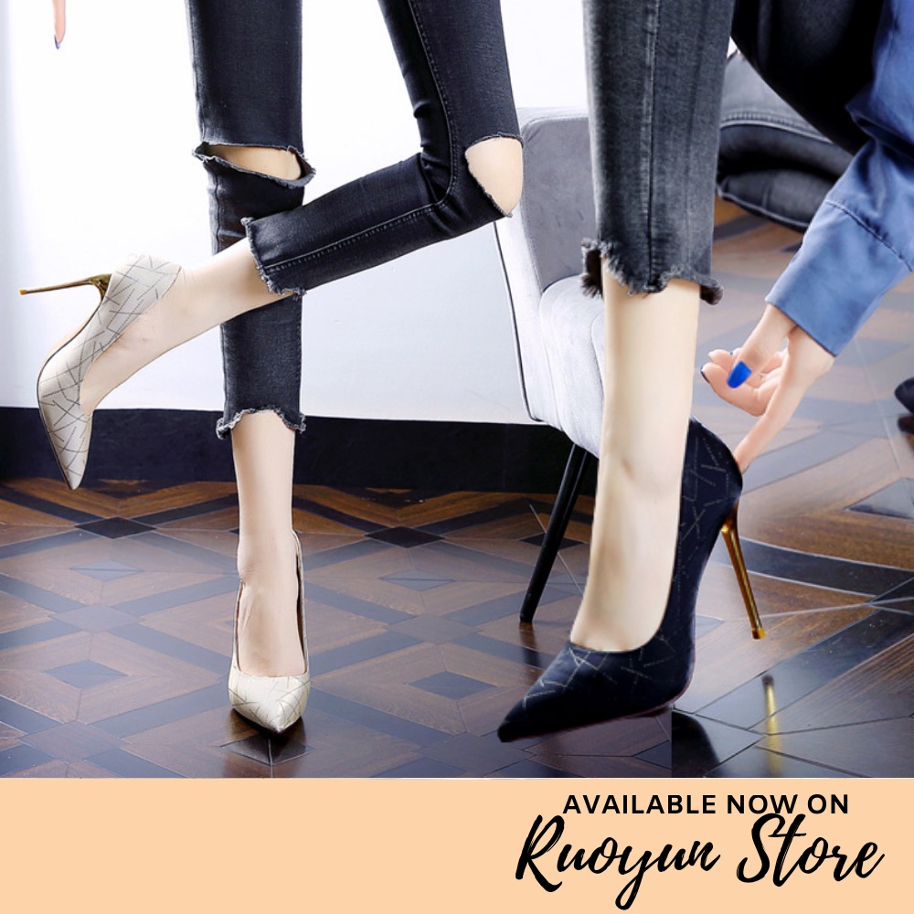 RYS - Elegant Auros Sepatu Heels Slip On Wanita Fashion Pesta - Ori Import