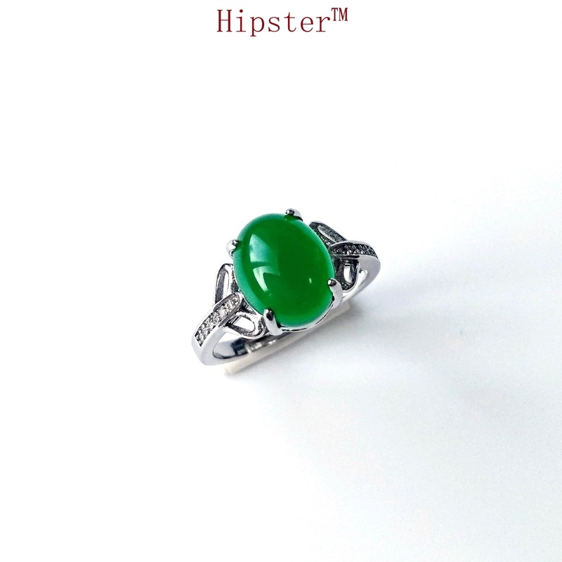 Korean Style Fashion Temperament Personality Platinum Emerald Ring