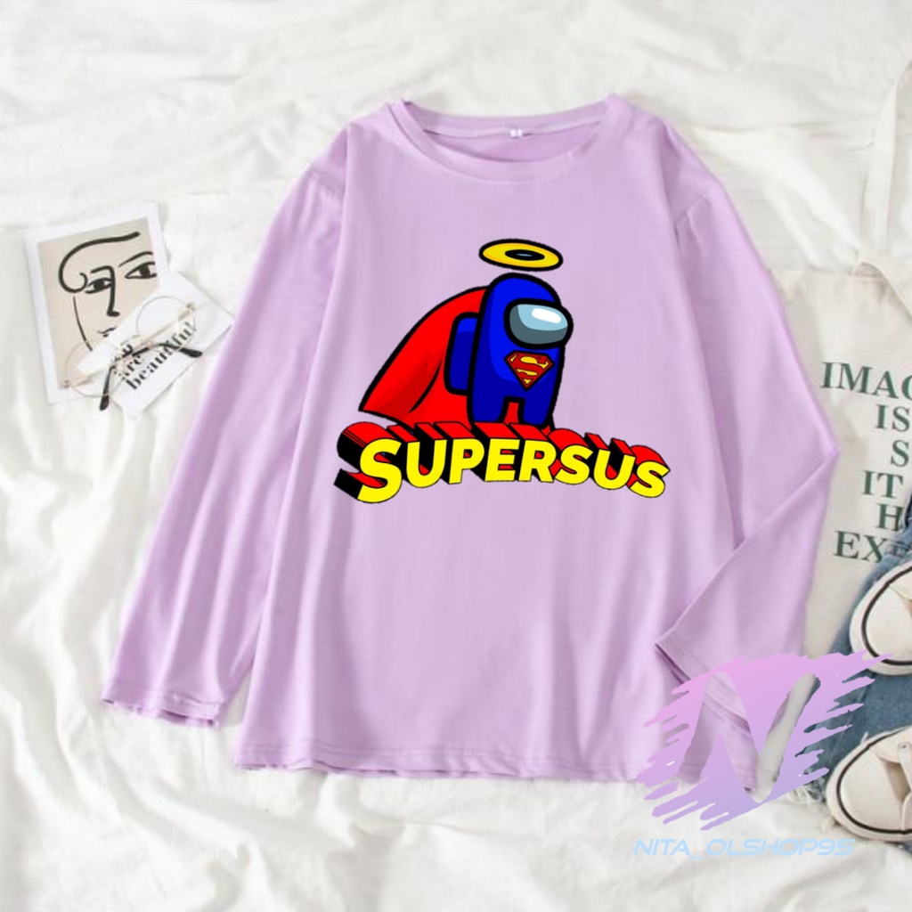 KAOS AMONG US SUPERMAN BAJU KAOS ANAK LENGAN PANJANG AMONG