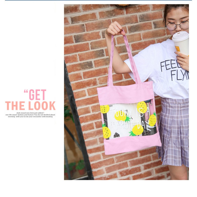 TA-06 tas bahu shoulder bag fruit day pineapple nanas korea import transparan