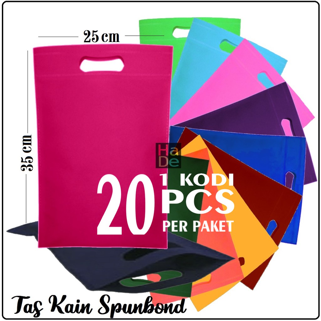 

1 Kodi isi 20 Tas Kain Spunbond / Goodie Bag Model Oval Ukuran M = 25x35 cm Kantong Souvenir Murah