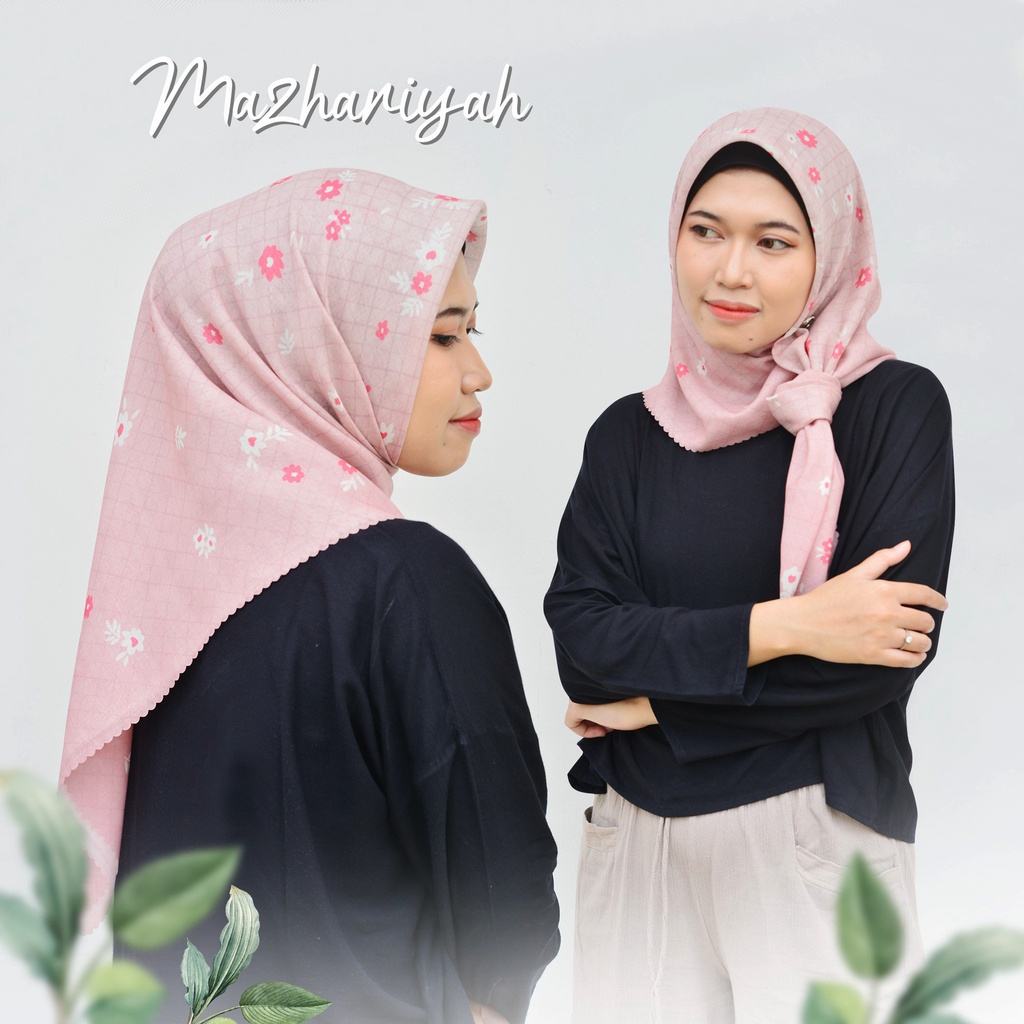 Hijab Azhaara Flower | Jilbab Segi Empat | Kerudung Motif