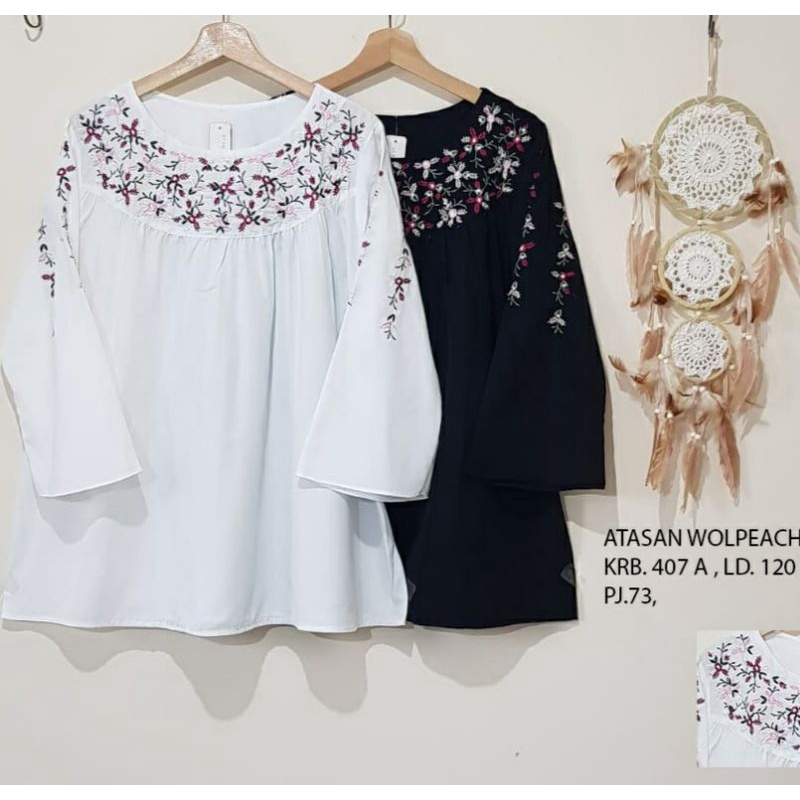 ATASAN BORDIR PUTIH ATASAN HITAM BORDIRAN TIMBUL ATASAN PUTIH BLUS PUTIH BIGSIZE XXXL ATASAN WANITA