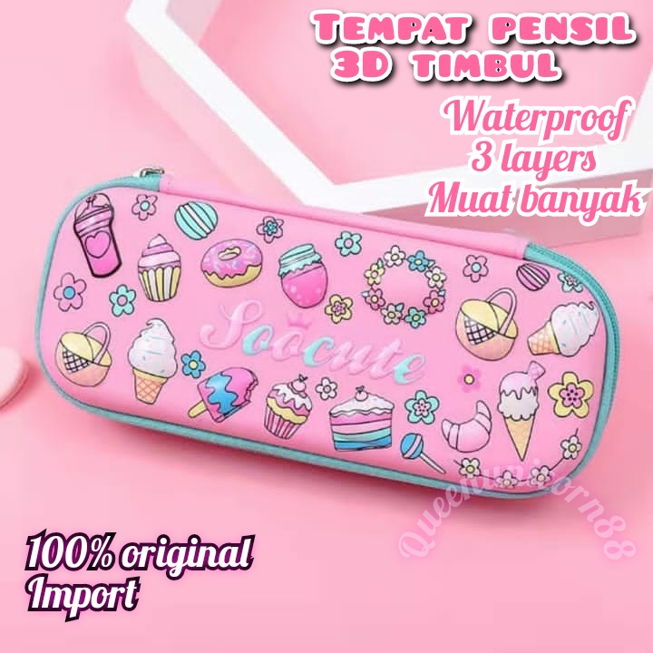 

BLINGBERRY Tempat Pensil 3D Timbul Unicorn Donut Ice Cream kotak pensil anak perempuan kado ulang tahun anak perempuan