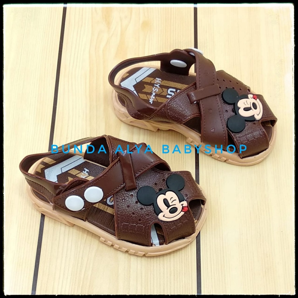 Sendal Anak Laki Laki Usia 2 3 Tahun Kartun COKLAT Karet Elastis Size 27 - 28 - Sandal Anak Cowok Anti Licin Alas Karet