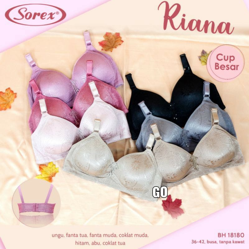 gos  Bra BH SOREX 18180 Tanpa Kawat Busa Tipis Pakaian Dalam Underwear Wanita Bra Ukuran 36/42