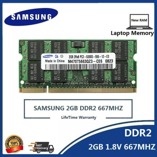 RAM LAPTOP/NOTEBOOK SAMSUNG DDR2 2GB DDR 2 2 GB 5300 /667MHz ORIGINAL SODIMM 1.8v 2GB GARANSI RESMI LIFETIME