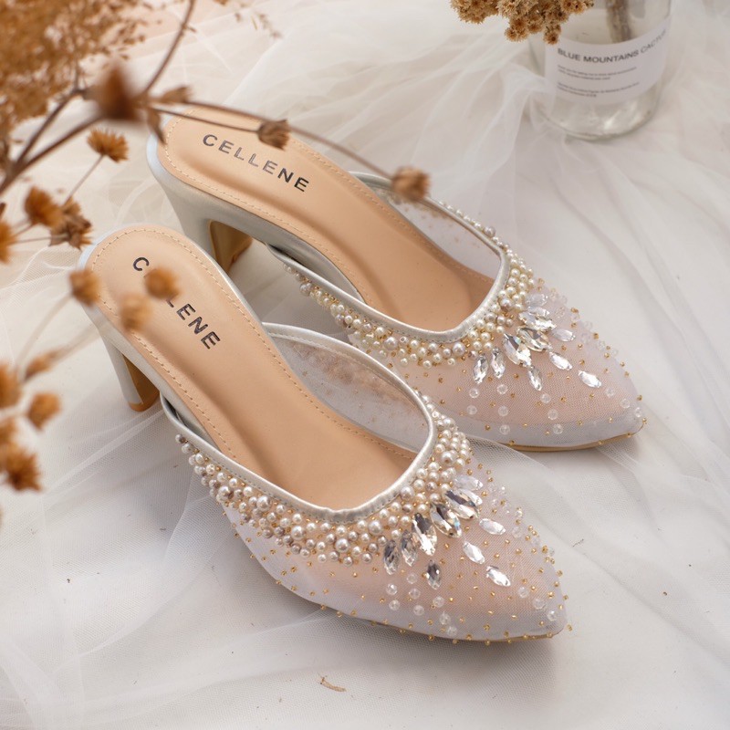 CELLENE Primrose Beads Heels (3warna) / wedding shoes 7cm payet