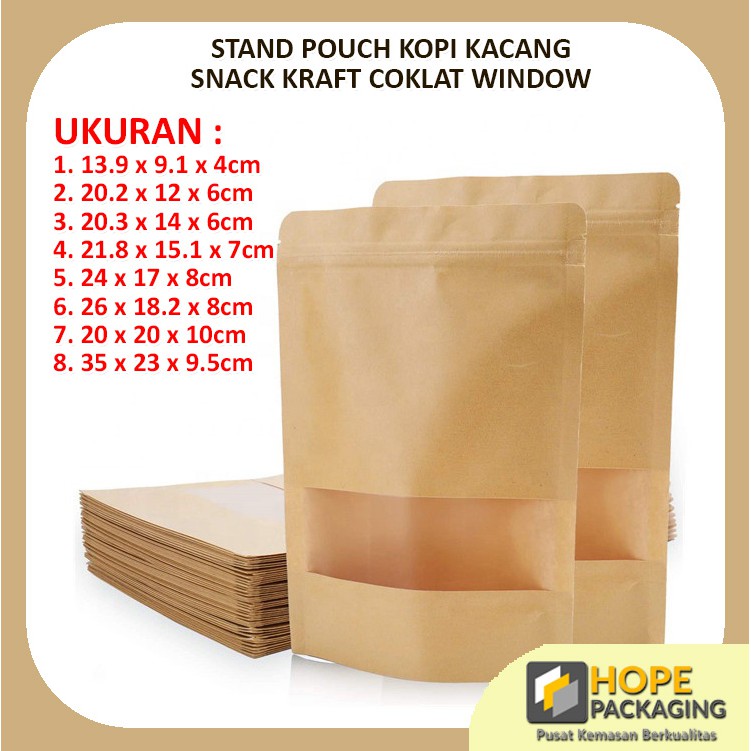 [ 5 pcs ] Sale Murah Standing Pouch Varian Kraft Paper Premium Ziplock / Kemasan Aneka Snack