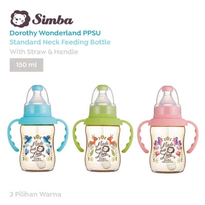 Simba Premium PPSU Dorothy Feeding Bottle Standar Neck With Handle 150 ml - Botol Susu Bayi