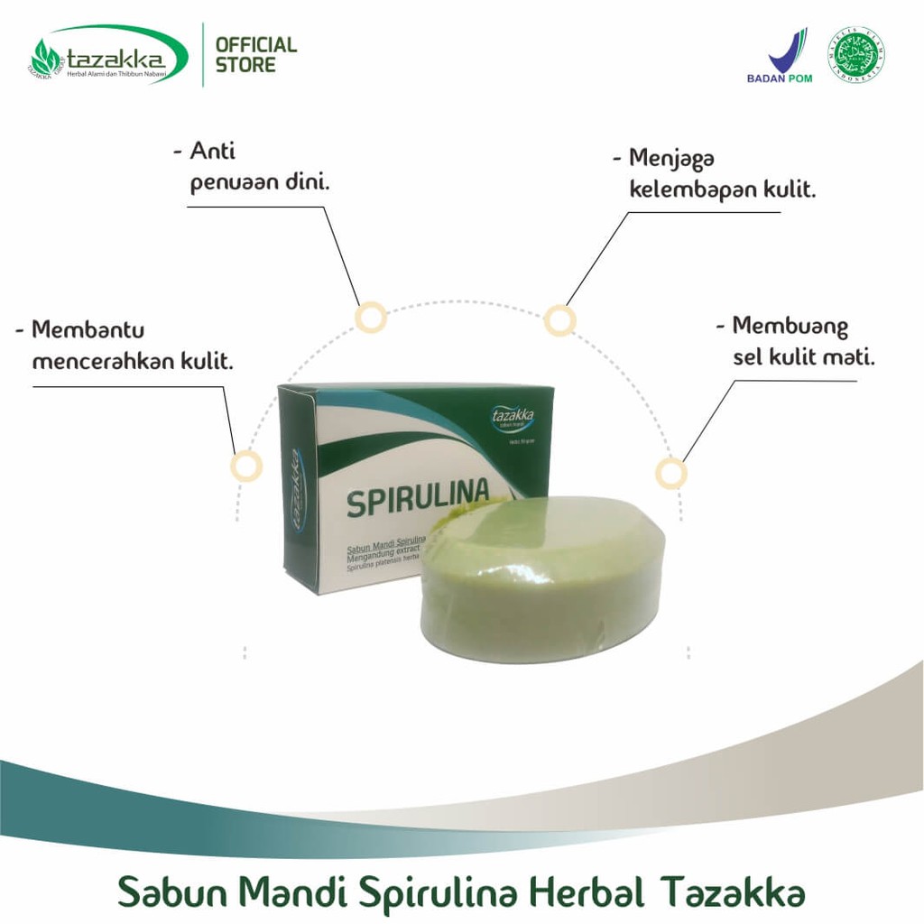 Sabun Mandi Spirulina Tazakka | Sabun Alami spirulina untuk meremajakan kulit dan anti penuaan dini