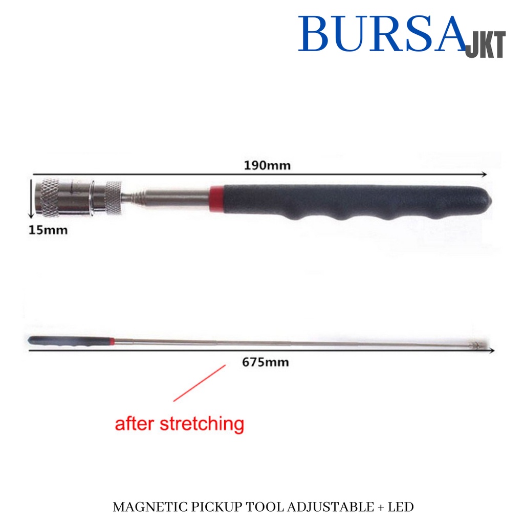 MAGNETIC PICKUP TOOL TELESCOPIC + LED CAPIT PENGAMBIL BARANG DILENGKAPI MAGNET DAN LAMPU ADJUSTABLE