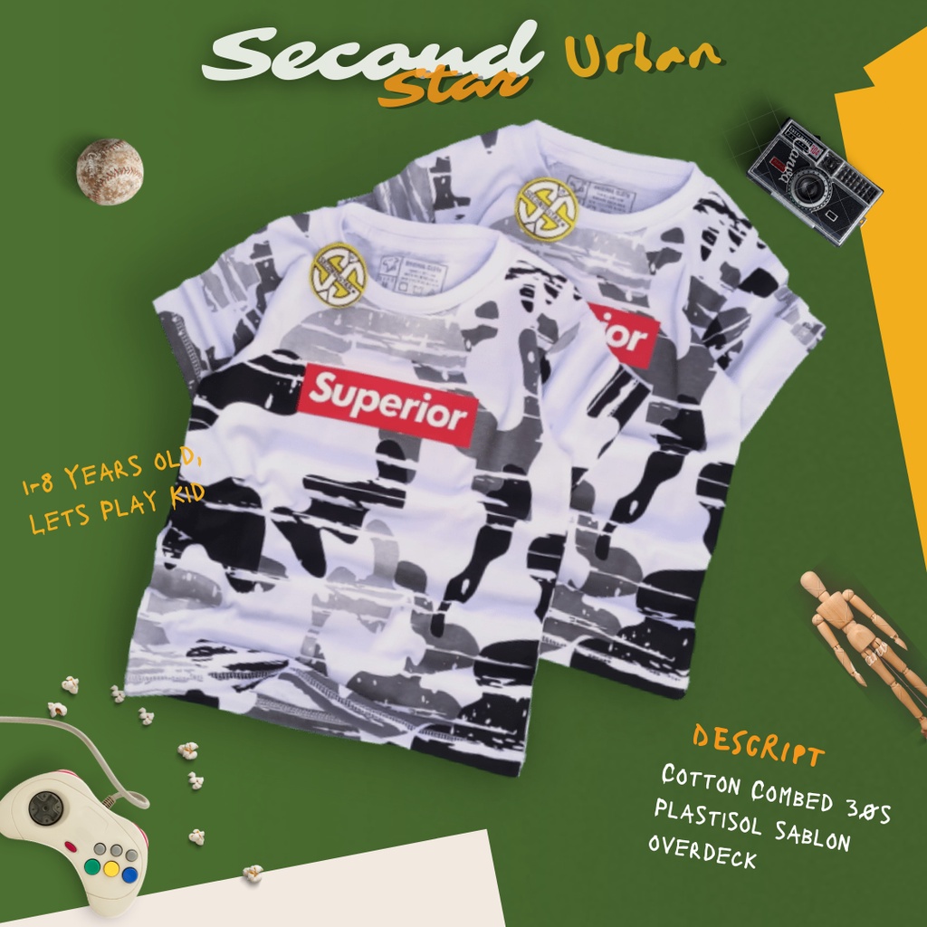 Secondstar Baju Kaos Distro Full Print Anak Laki laki Perempuan Premium Umur 1-12 Tahun Bahan Cotton -AMR045