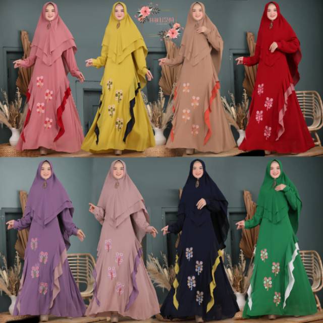 Humairah bordir set syari ceruty baby doll