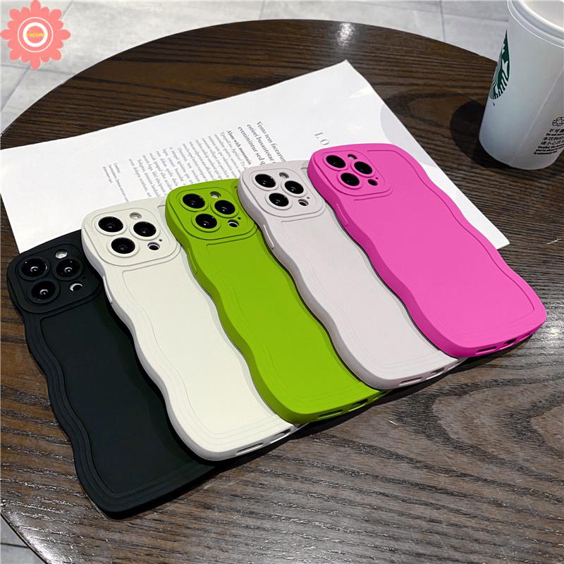 Casing iPhone 11 XR 7 8 Plus 12 13 Pro MAX X XS MAX 7 Plus 8 Plus Shockproof Aksen Gelombang Warna Permen