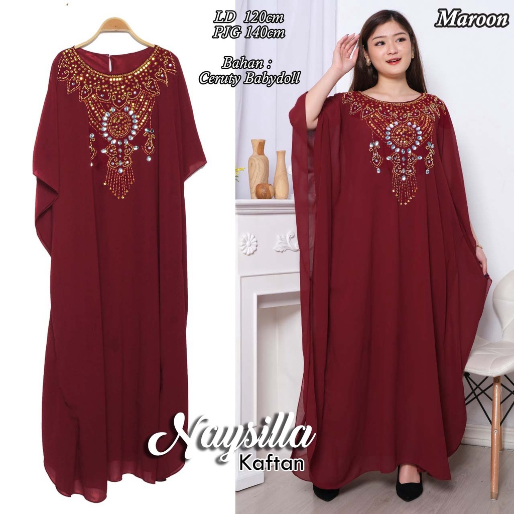 Arnis Naysilla Kaftan Payet Mewah Jumbo Bahan Ceruty