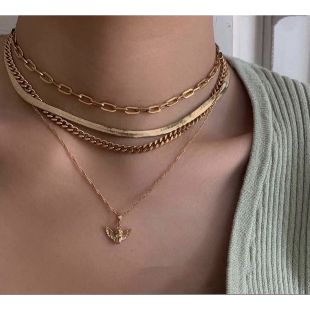 Kalung Choker Multilayer Rantai Jangkar Dalika