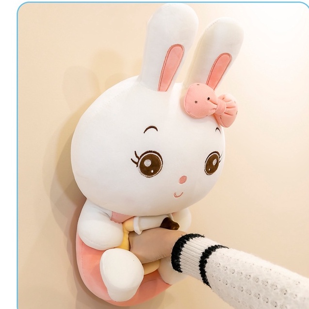 Boneka Bunny pegang bubble tea bahan plush