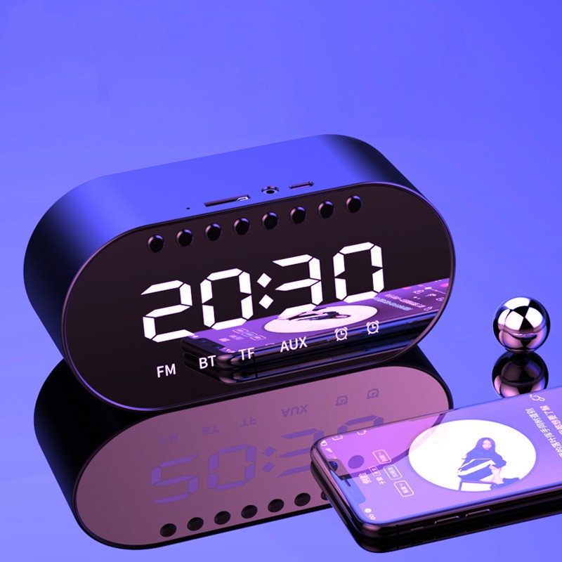 Binver T1 Bluetooth Speaker Wireless Digital Clock Portable