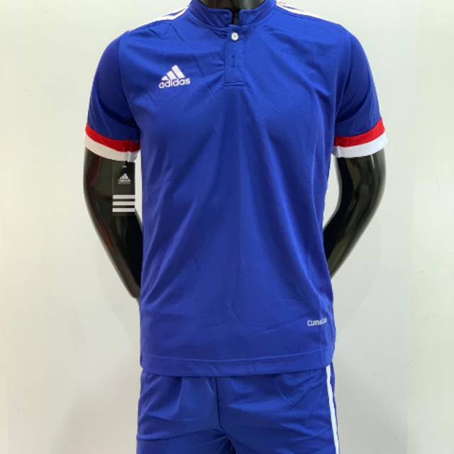 SETELAN FUTSAL DEWASA AD MU HOME KERAH BIRU BENHUR POLOS / JERSEY / BAJU TIM SEPAK BOLA