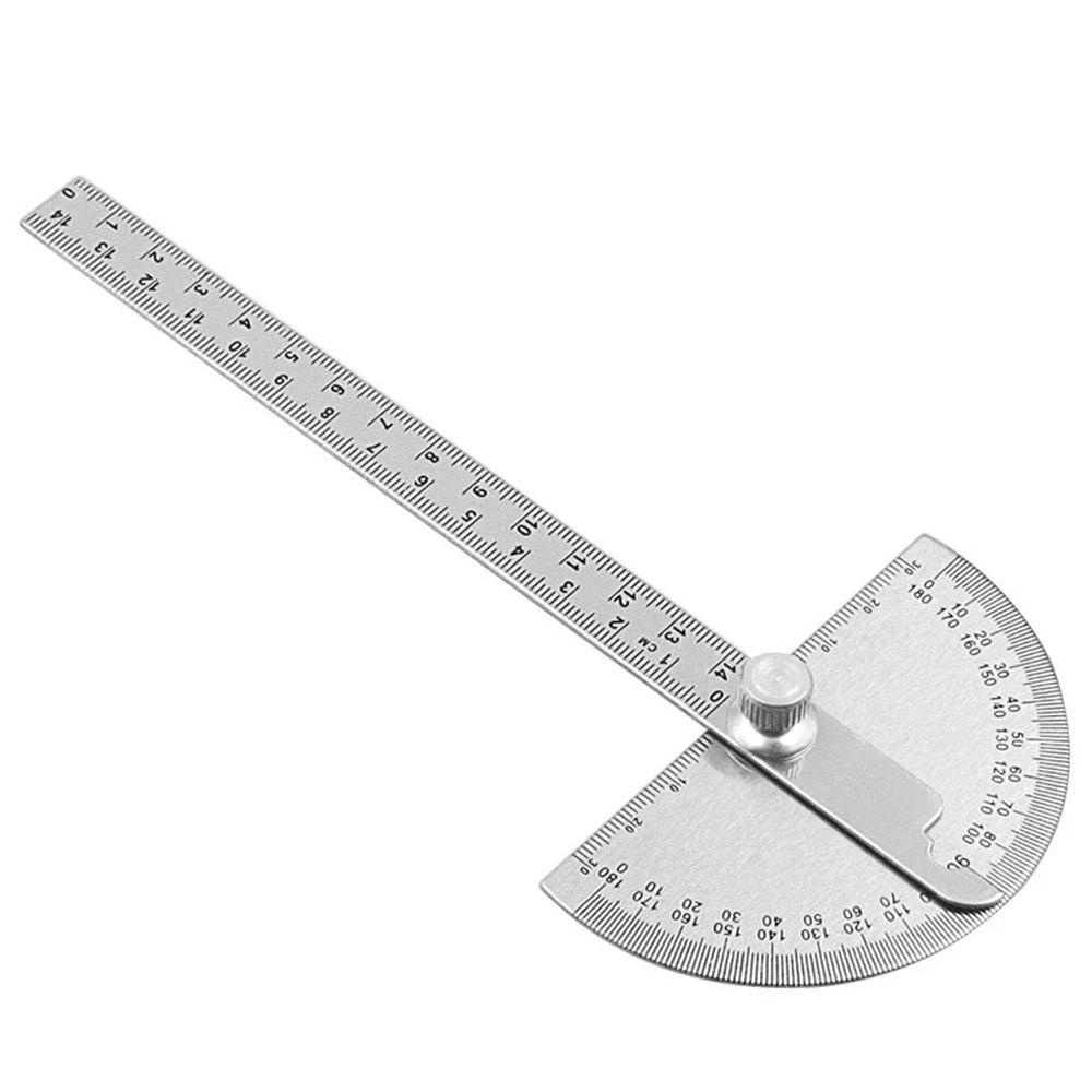 Agustina Busur Derajat Alat Ukur Alat Pertukangan Alat Kepala Bulat Stainless Steel Penggaris Pengukur Jangka Sorong Adjustable Busur Derajat