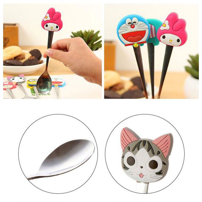 LYSASHOP - SENDOK ANAK TEH KOPI KUE TELUR KARAKTER MINI IMUT KECIL PERALATAN MAKAN MINUM DAPUR-4