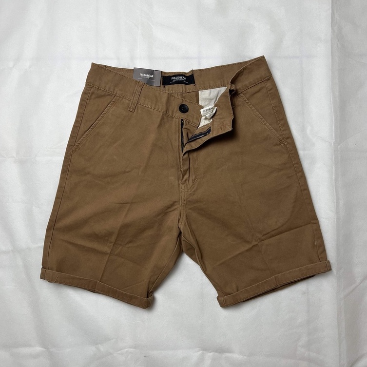 CELANA PENDEK PRIA CHINOS TROUSERS PULL&amp;BEAR P&amp;B PULL AND BEAR SHORTS PULLANDBEAR BLACK HIJAU ARMY