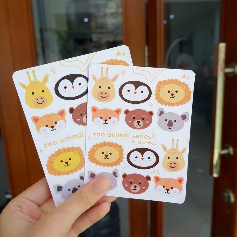 

Zoo Animal Sticker Sheet Series — stiker glossy planner bullet journal notes scrapbook stickaboo