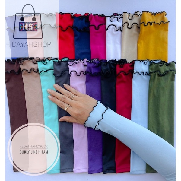DISKON handsockcurly/handsockcurly2layer line Hitam/mansetcurly HIDAYAH