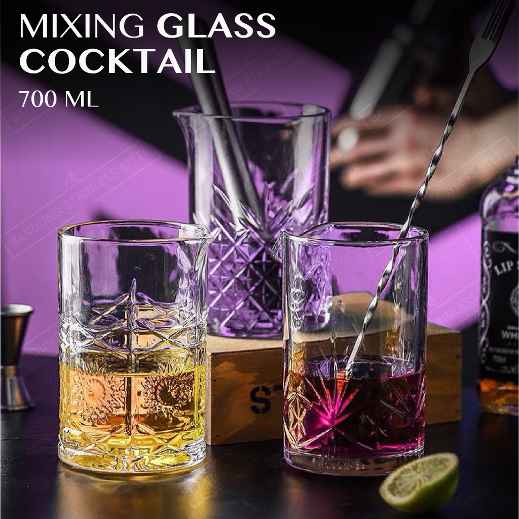 Crystal Mixing glass gelas shaker kaca tebal besar bartender cocktail 700ml