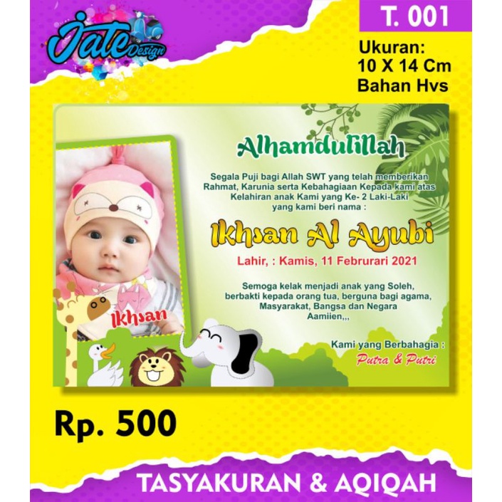 

Cetak kartu tasyakuran nama & aqiqah(25pcs)