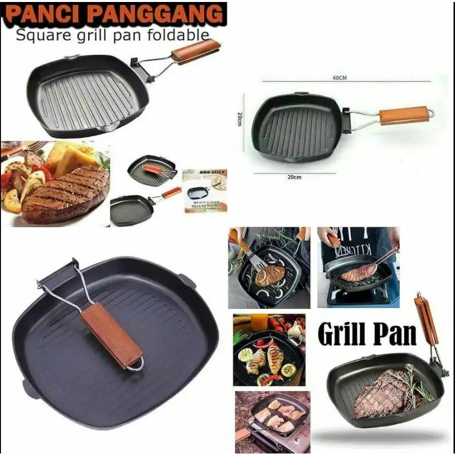 [DEASHOP] SQUARE GRILL PAN UKURAN 20 CM | TEFLON WAJAN BBQ | BAKARAN SERBAGUNA