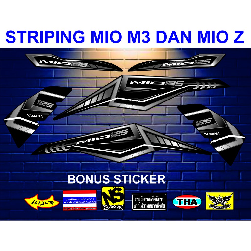STIKER MIO M3 MIO Z ALL STIKER MIO STRIPING HITAM ABU