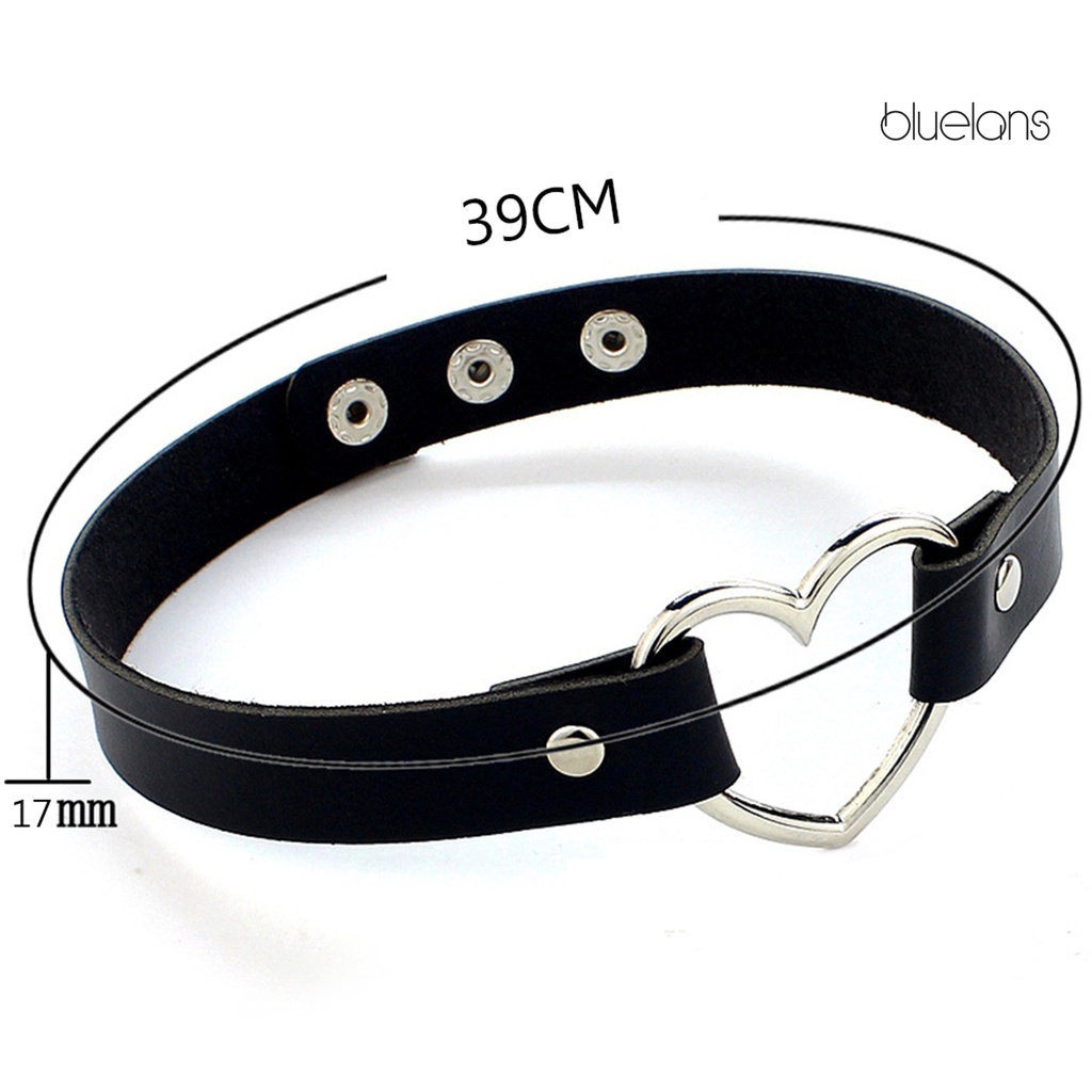 Bluelans Necklace Short Adjustable Punk Style Faux Leather Heart Unisex Collar Choker Bar